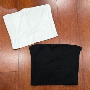 Fashion Nova White and Black Crop Tube Tops